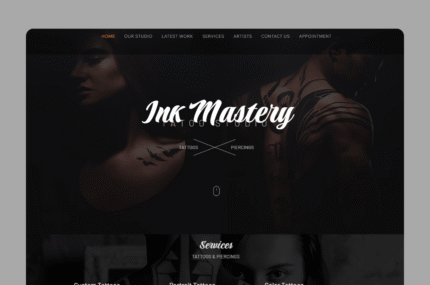 Tattoo Studio Wix Website - Tattoo Artist, Tatto Studio, Piercing, Gothic Website, Witch Website, Mysterious Website